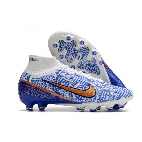 Nike Zoom Mercurial Superfly 9 Elite AG White Blue Gold