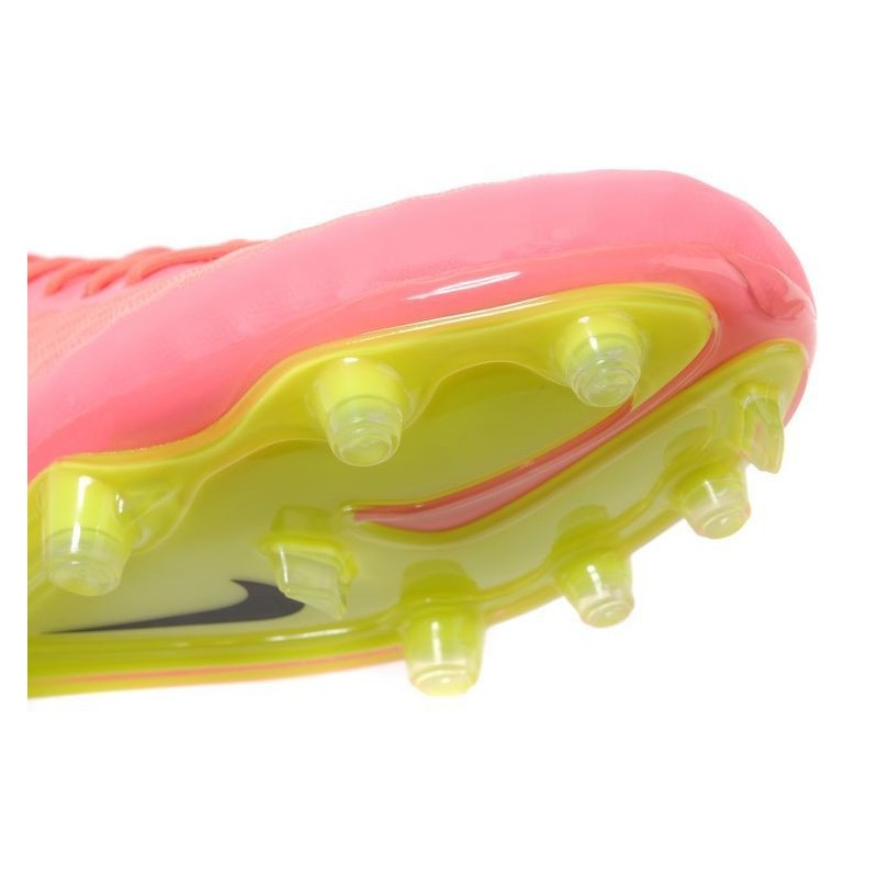 pink and yellow soccer cleats