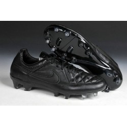 New Leather Ronaldinho Nike Tiempo Legend 5 FG Soccer Shoes All Black