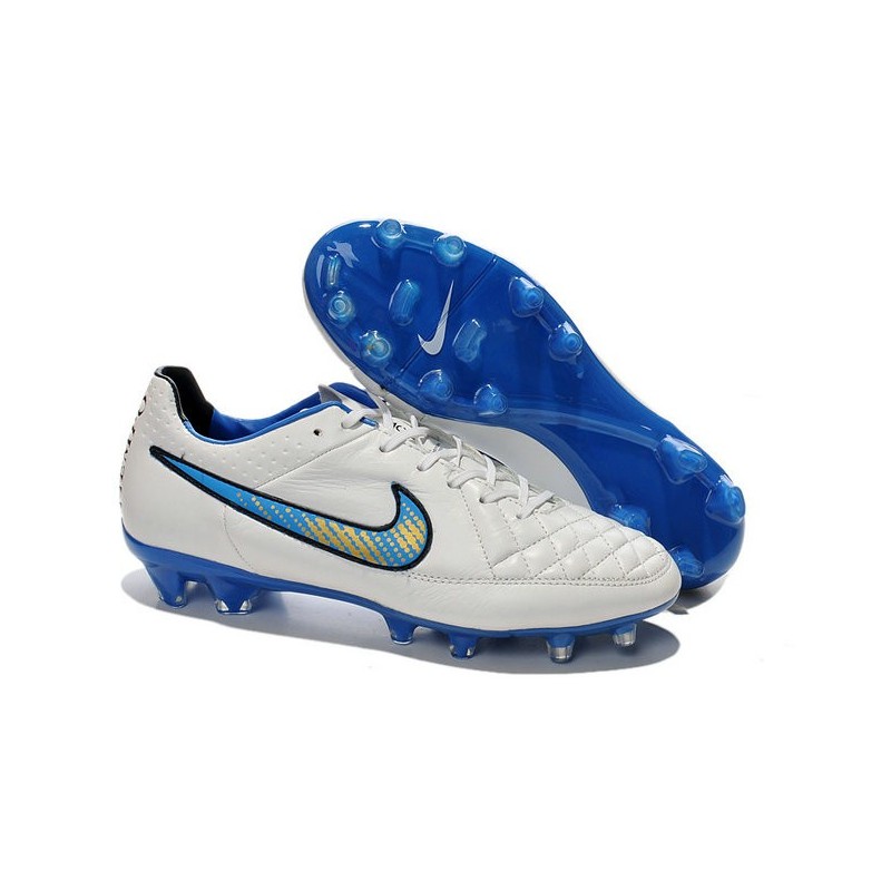 fool Serrated Influential Nike Tiempo Legend V FG Firm Ground Football Boots White Blue