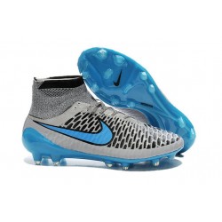 Top 2015 Men's Football Boots Nike Magista Obra FG With ACC Wolf Grey Turquoise Black