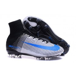 The Newest 2016 Nike Mercurial Superfly V FG ACC Boots Black White Blue