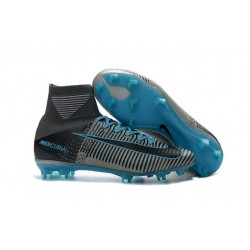 Nike Mercurial Superfly V FG High Top Soccer Cleats Grey Blue Black