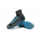 Nike Mercurial Superfly V FG High Top Soccer Cleats Grey Blue Black