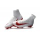 Nike Mercurial Superfly V FG High Top Soccer Cleats White Red
