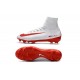 Nike Mercurial Superfly V FG High Top Soccer Cleats White Red
