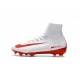 Nike Mercurial Superfly V FG High Top Soccer Cleats White Red