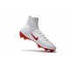 Nike Mercurial Superfly V FG High Top Soccer Cleats White Red