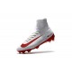 Nike Mercurial Superfly V FG High Top Soccer Cleats White Red