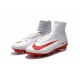Nike Mercurial Superfly V FG High Top Soccer Cleats White Red