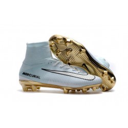 Nike Mercurial Superfly CR7 Vitórias FG Football Shoes White Gold