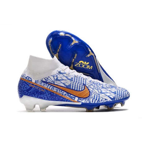 Nike Zoom Mercurial Superfly 9 Elite FG White Blue Gold
